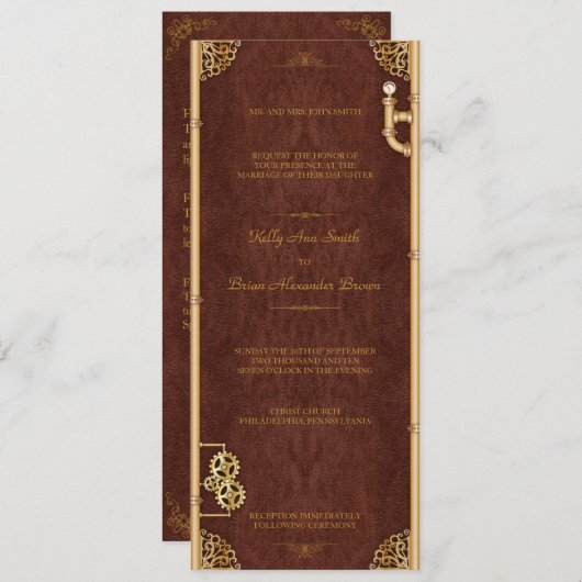 Steampunk "Ticket" Uitnodiging/Menu Kaart (Voorkant / Achterkant)