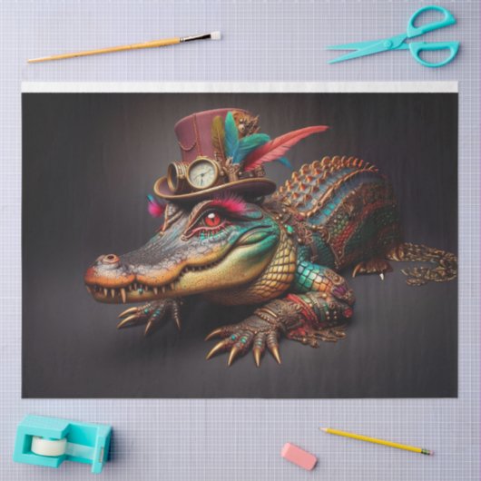 Steampunk TicTok Alligator Decoupage Tissuepapier (Craft)