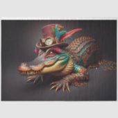 Steampunk TicTok Alligator Decoupage Tissuepapier (Voorkant)