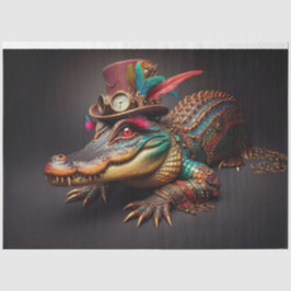 Steampunk TicTok Alligator Decoupage Tissuepapier