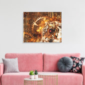 Steampunk Tiger Canvas Afdruk (Insitu (Woonkamer))