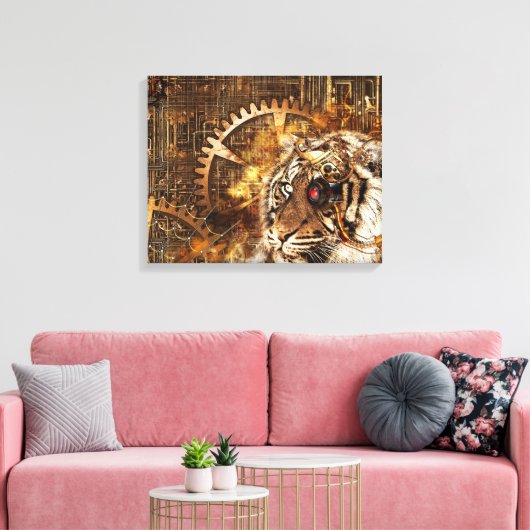Steampunk Tiger Canvas Afdruk (Insitu (Woonkamer))