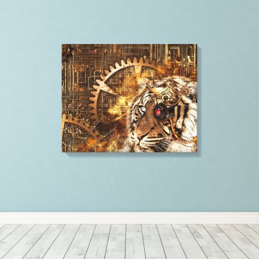 Steampunk Tiger Canvas Afdruk (Insitu (Houten vloer))