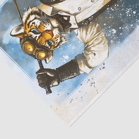 Steampunk Tiger Golfer Waterverf BY7 Decoupage Tissuepapier (Detail)
