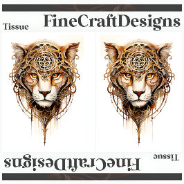 Steampunk Tiger Metallic Wielen Decoupage LR 136 Tissuepapier