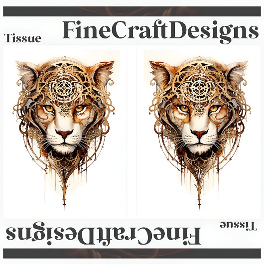 Steampunk Tiger Metallic Wielen Decoupage LR 136 Tissuepapier
