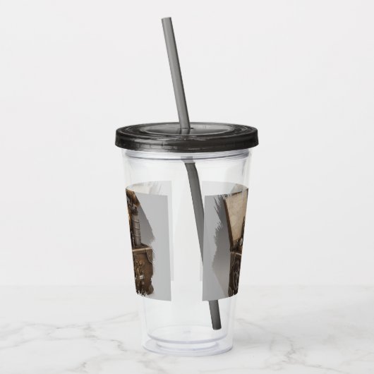 Steampunk tijdmachine -  schatkist acryl drinkbeker (Links)