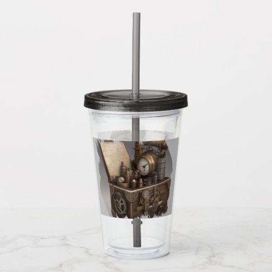 Steampunk tijdmachine - schatkist acryl drinkbeker (Voorkant)