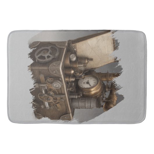 Steampunk tijdmachine -  schatkist badmat (Voorkant)