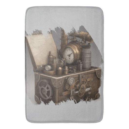 Steampunk tijdmachine -  schatkist badmat (Voorkant Verticaal)