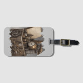 Steampunk tijdmachine -  schatkist bagagelabel (Voorkant (horizontaal))