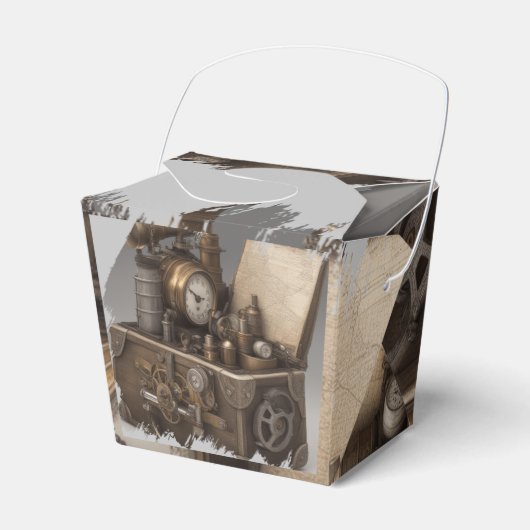Steampunk tijdmachine -  schatkist bedankdoosjes (Voorkant Zijde)