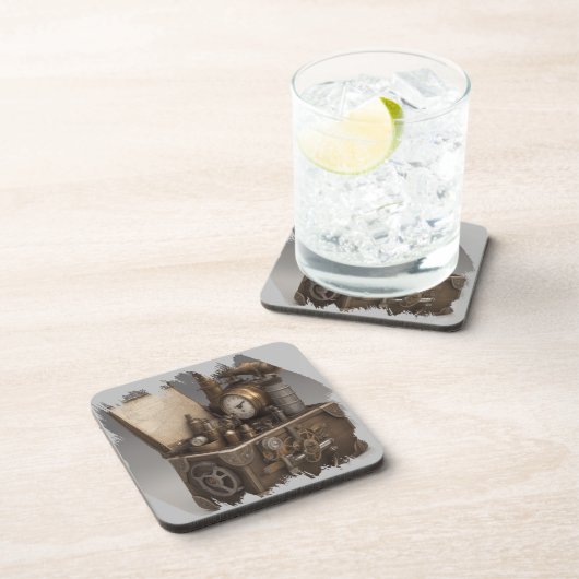 Steampunk tijdmachine - schatkist bier onderzetter (Rechterzijde)