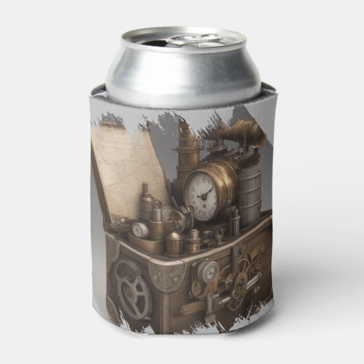 Steampunk tijdmachine -  schatkist blikjeskoeler (Blikje Voorkant)