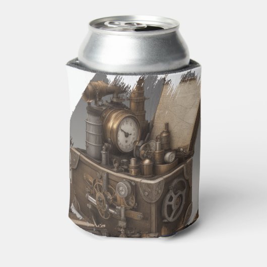 Steampunk tijdmachine -  schatkist blikjeskoeler (Blikje Achterkant)