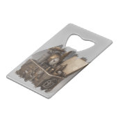 Steampunk tijdmachine - schatkist creditkaart flessenopener (Achterkant Gekanteld)