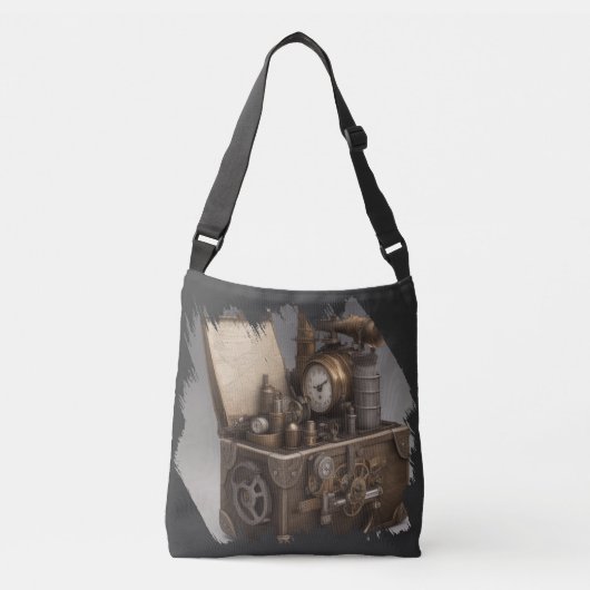 Steampunk tijdmachine -  schatkist crossbody tas (Voorkant)