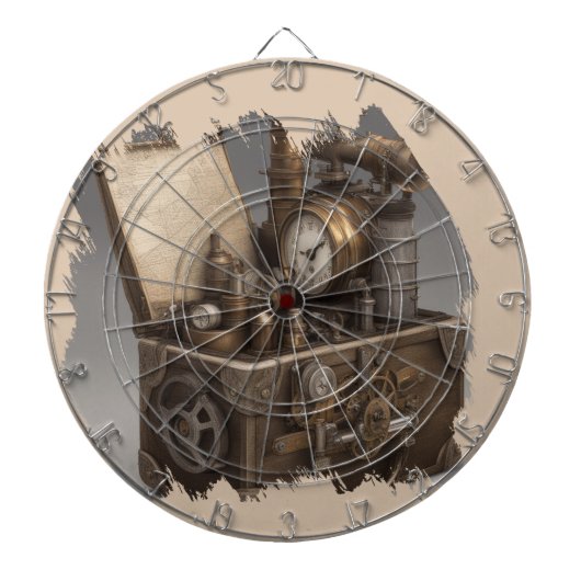 Steampunk tijdmachine -  schatkist dartbord (Voorkant)
