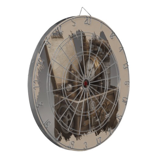 Steampunk tijdmachine -  schatkist dartbord (Voorkant Links)