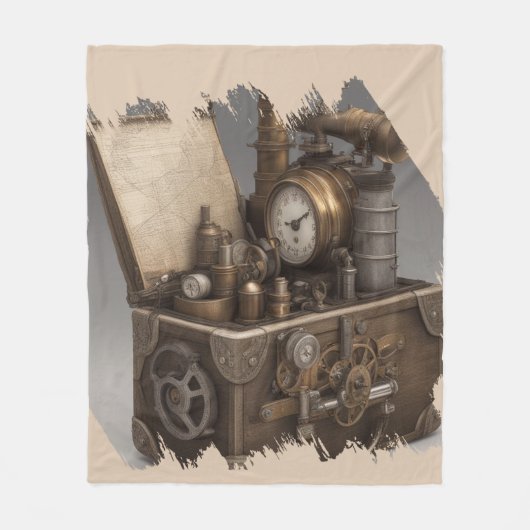 Steampunk tijdmachine -  schatkist fleece deken (Voorkant)