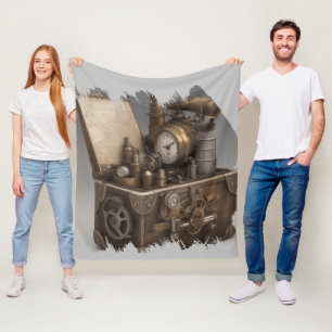 Steampunk tijdmachine -  schatkist fleece deken