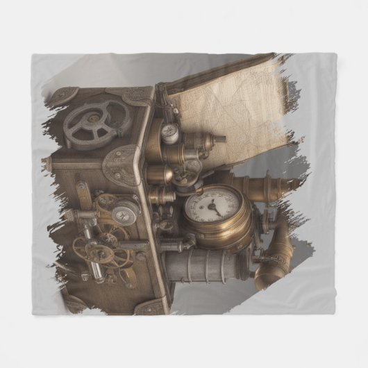 Steampunk tijdmachine - schatkist fleece deken (Voorkant (Horizontaal))