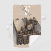 Steampunk tijdmachine -  schatkist golfhanddoek (Insitu)