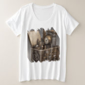 Steampunk tijdmachine -  schatkist grote maat t-shirt (Design voorkant)