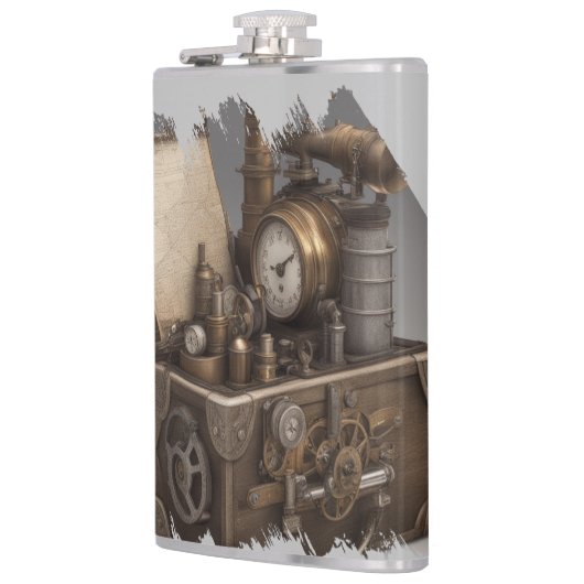 Steampunk tijdmachine -  schatkist heupfles (Links)
