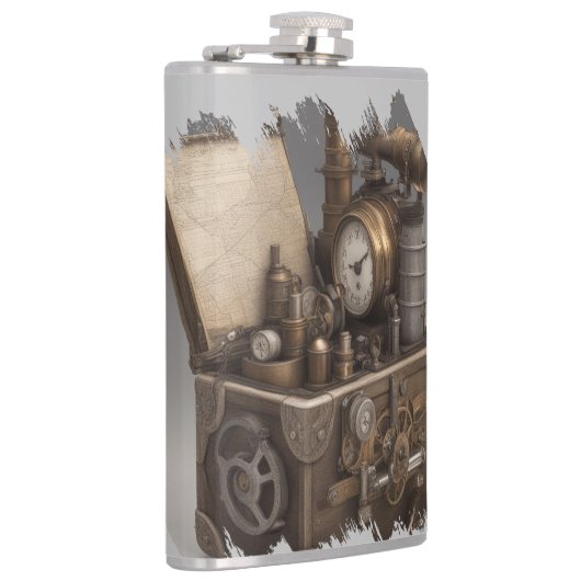 Steampunk tijdmachine - schatkist heupfles (Rechts)