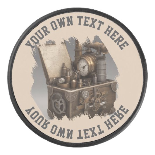 Steampunk tijdmachine -  schatkist hockey puck (Voorkant)