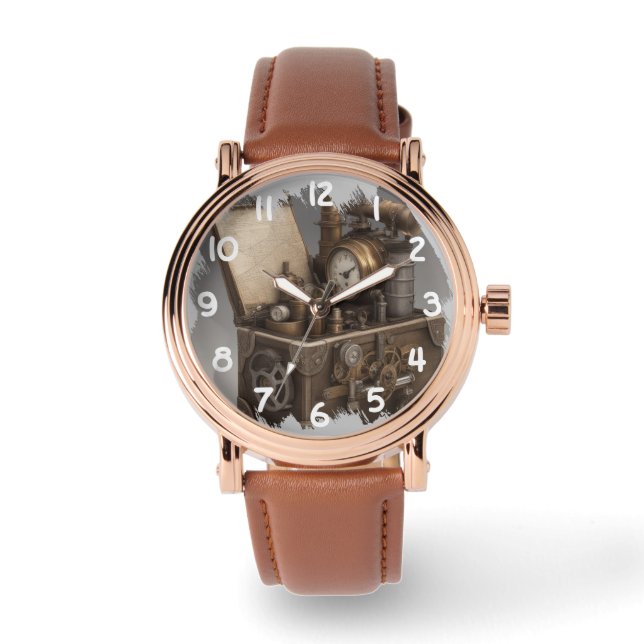 Steampunk tijdmachine -  schatkist horloge (Voorkant)
