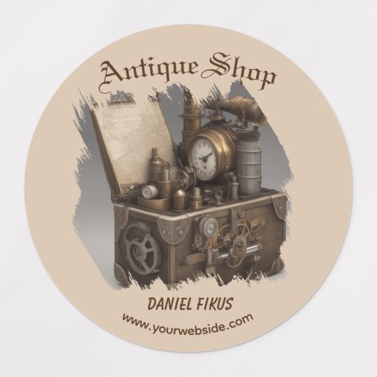 Steampunk tijdmachine -  schatkist labels (Design 3)