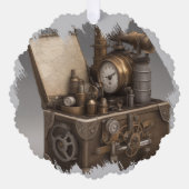 Steampunk tijdmachine -  schatkist ornament kaart (Voorkant)