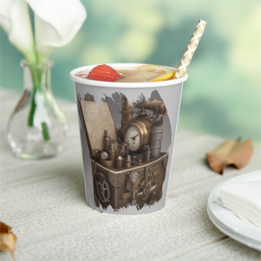 Steampunk tijdmachine -  schatkist papieren bekers (Insitu)