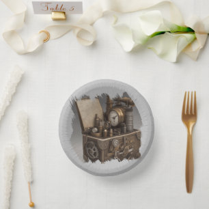 Steampunk tijdmachine -  schatkist papieren kommen