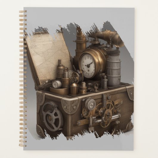 Steampunk tijdmachine -  schatkist planner (Voorkant)