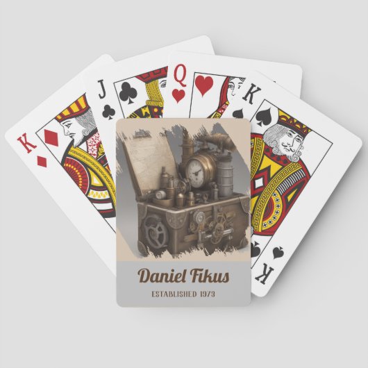 Steampunk tijdmachine - schatkist pokerkaarten (Achterkant)