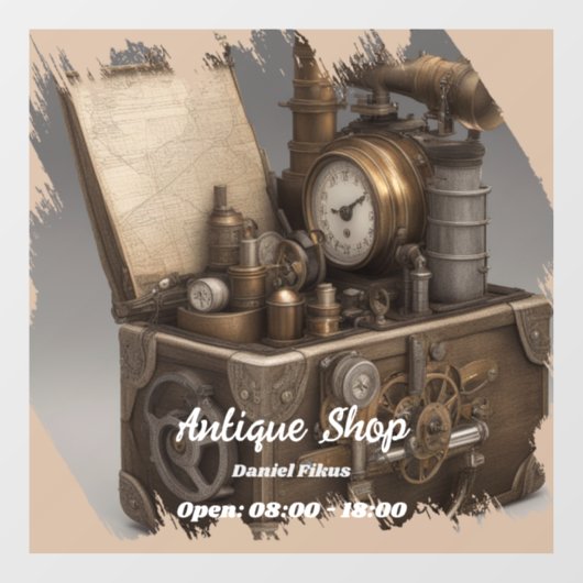 Steampunk tijdmachine -  schatkist raamsticker (Vel)