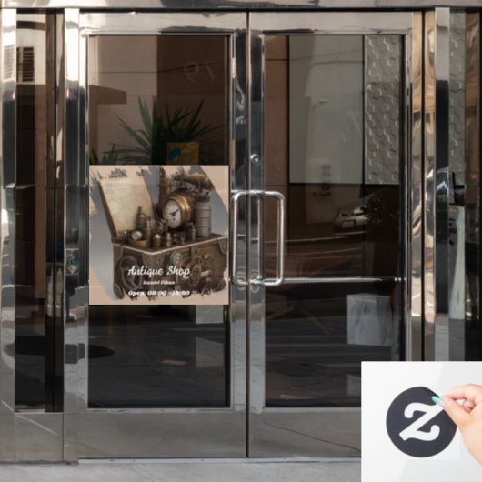 Steampunk tijdmachine -  schatkist raamsticker (Kantoordeur)