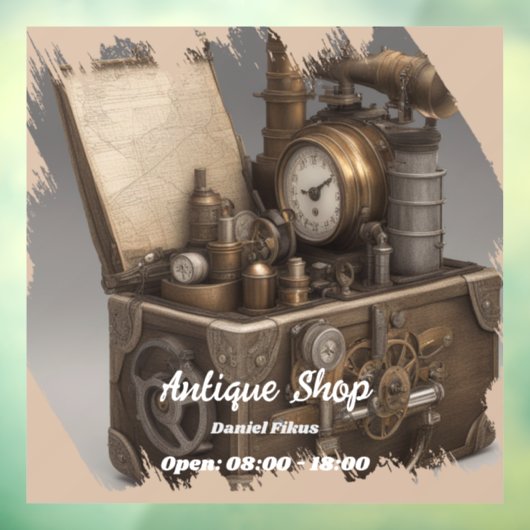 Steampunk tijdmachine - schatkist raamsticker (Vel 3)