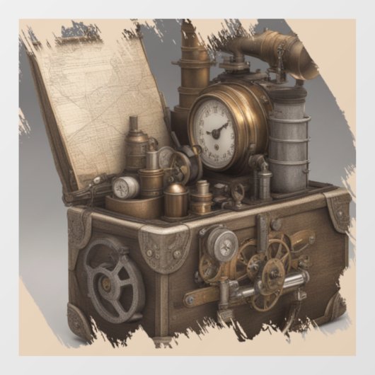 Steampunk tijdmachine -  schatkist raamsticker (Vel)