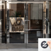 Steampunk tijdmachine -  schatkist raamsticker (Kantoordeur)