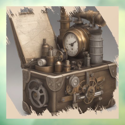 Steampunk tijdmachine - schatkist raamsticker (Vel 3)