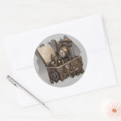 Steampunk tijdmachine -  schatkist ronde sticker (Envelop)