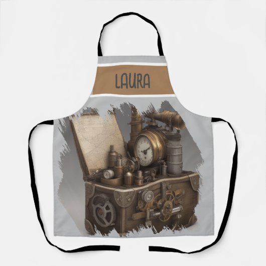 Steampunk tijdmachine -  schatkist schort (Voorkant)