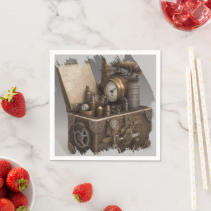 Steampunk tijdmachine -  schatkist servet