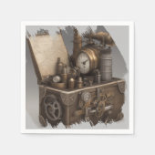 Steampunk tijdmachine -  schatkist servet (Voorkant)