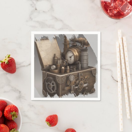 Steampunk tijdmachine - schatkist servet (Insitu)