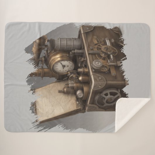Steampunk tijdmachine -  schatkist sherpa deken (Voorkant (horizontaal))